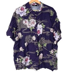 Tapestry Purple Floral Men 2XL Button Up Top